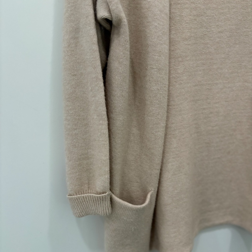 ZARA Open Front Soft Tan Colored Robe Cardigan Size Sm Oversize Two Front Pocket - Picture 2 of 7